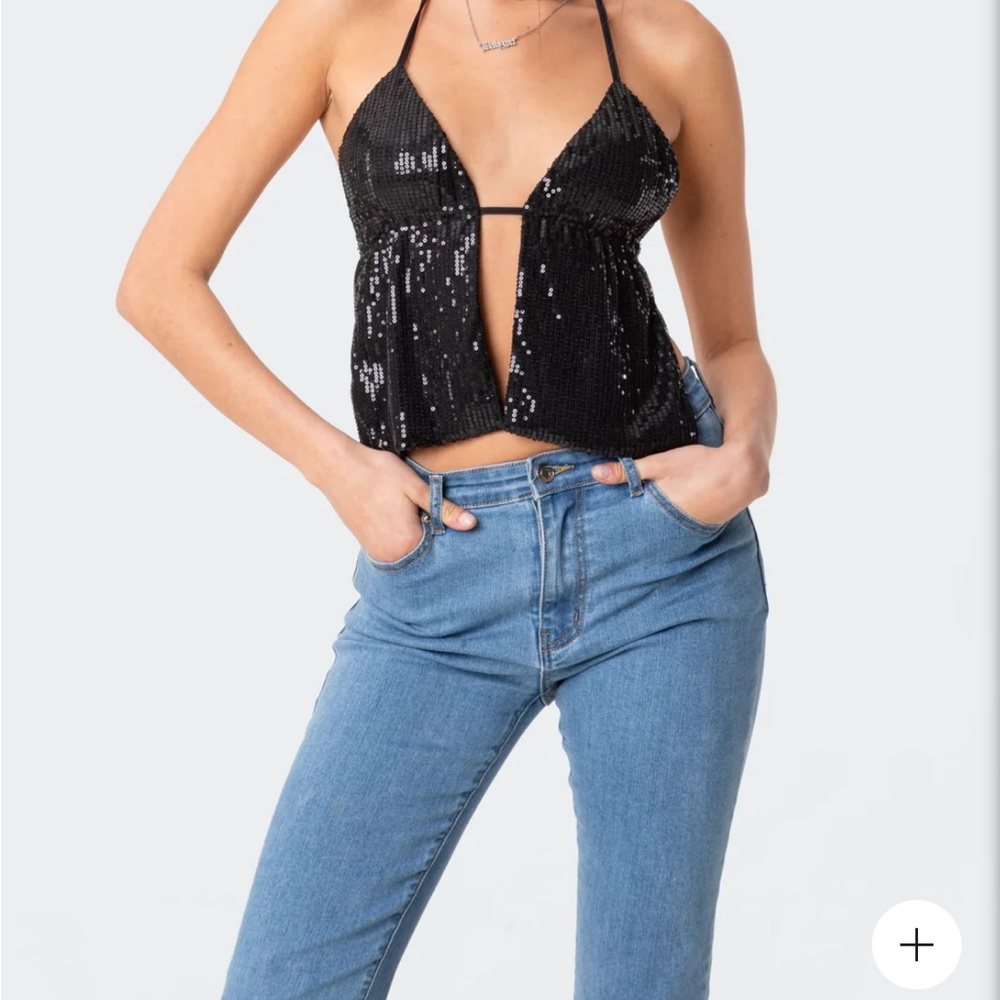 Edikted Black Sequin Tank Top